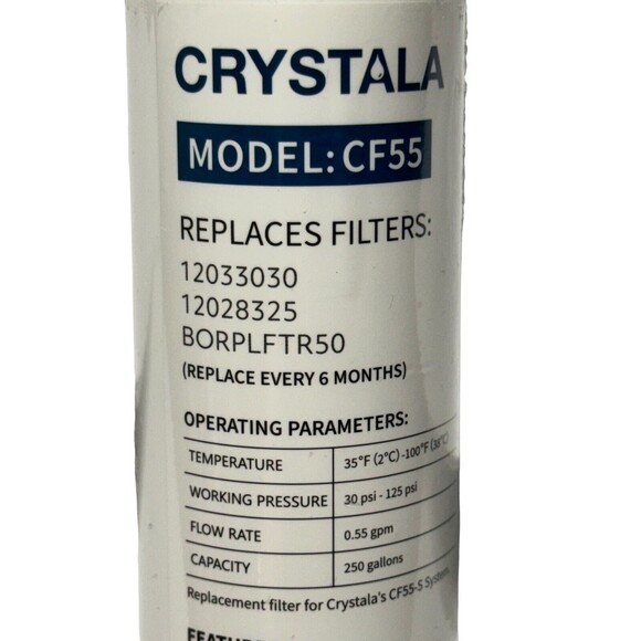 Crystala Replacement Refrigerator CF55 Water Filter 12033030 12028325 BORPLFTR50 - Picture 3 of 8